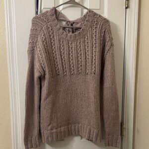Open Back Oversized Knit Sweater in Taupe